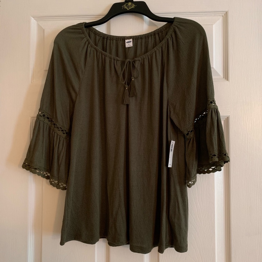 Old Navy Olive Green Bell Sleeve Top, size M